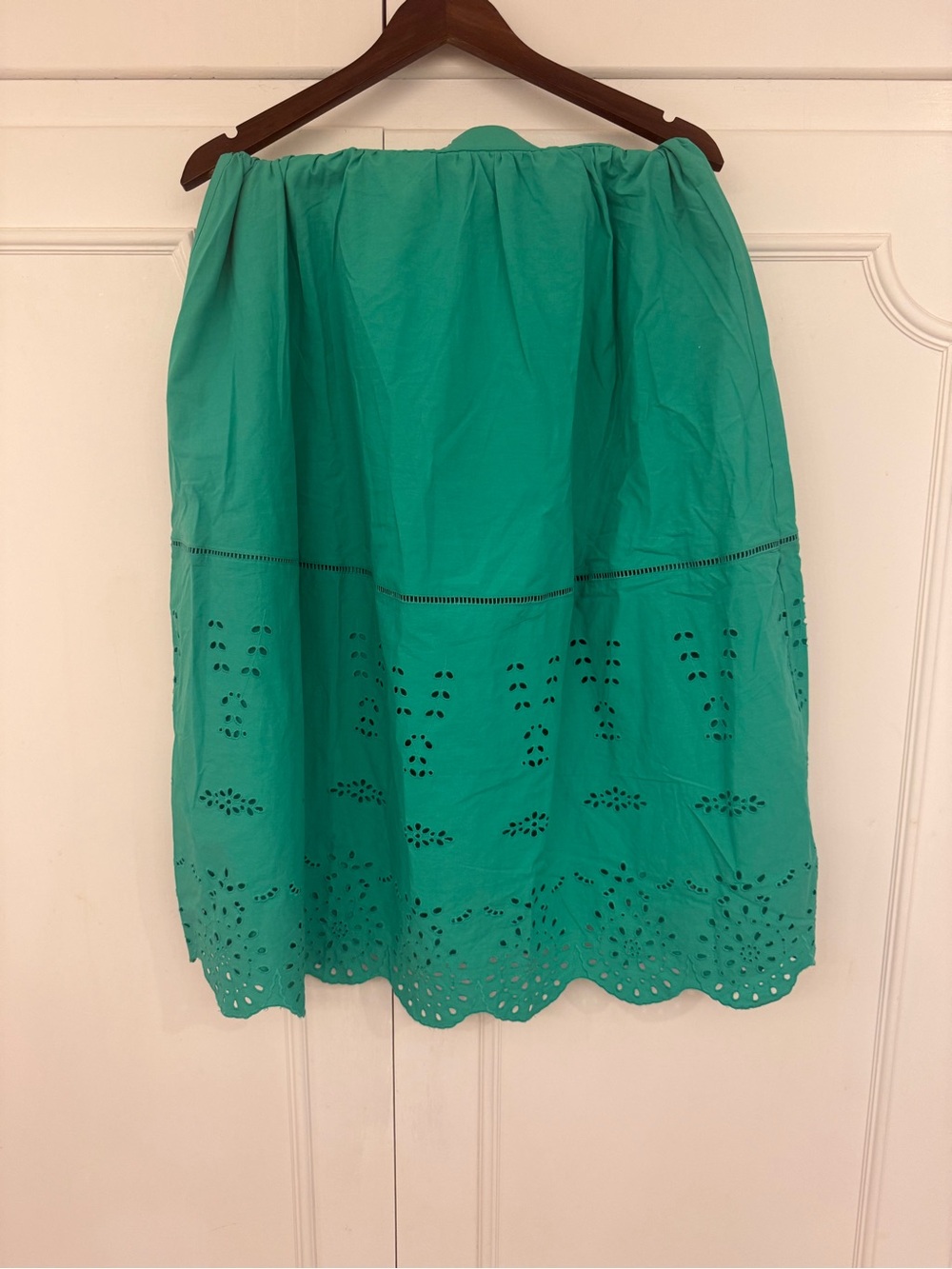 J. Crew Teal Eyelet Midi Skirt